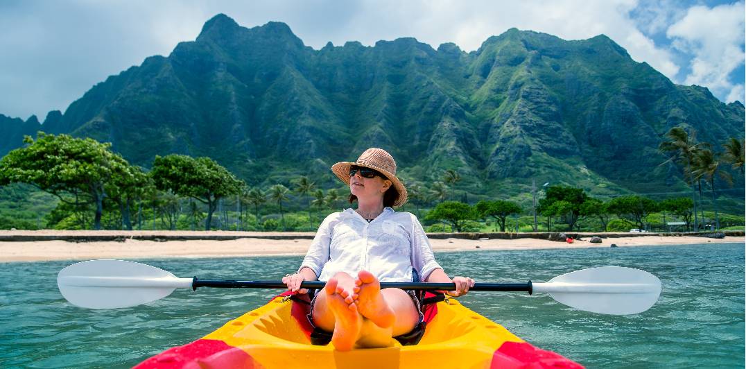 woman on a kayak