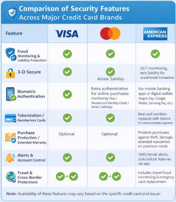 amex, mastercard, visa security features